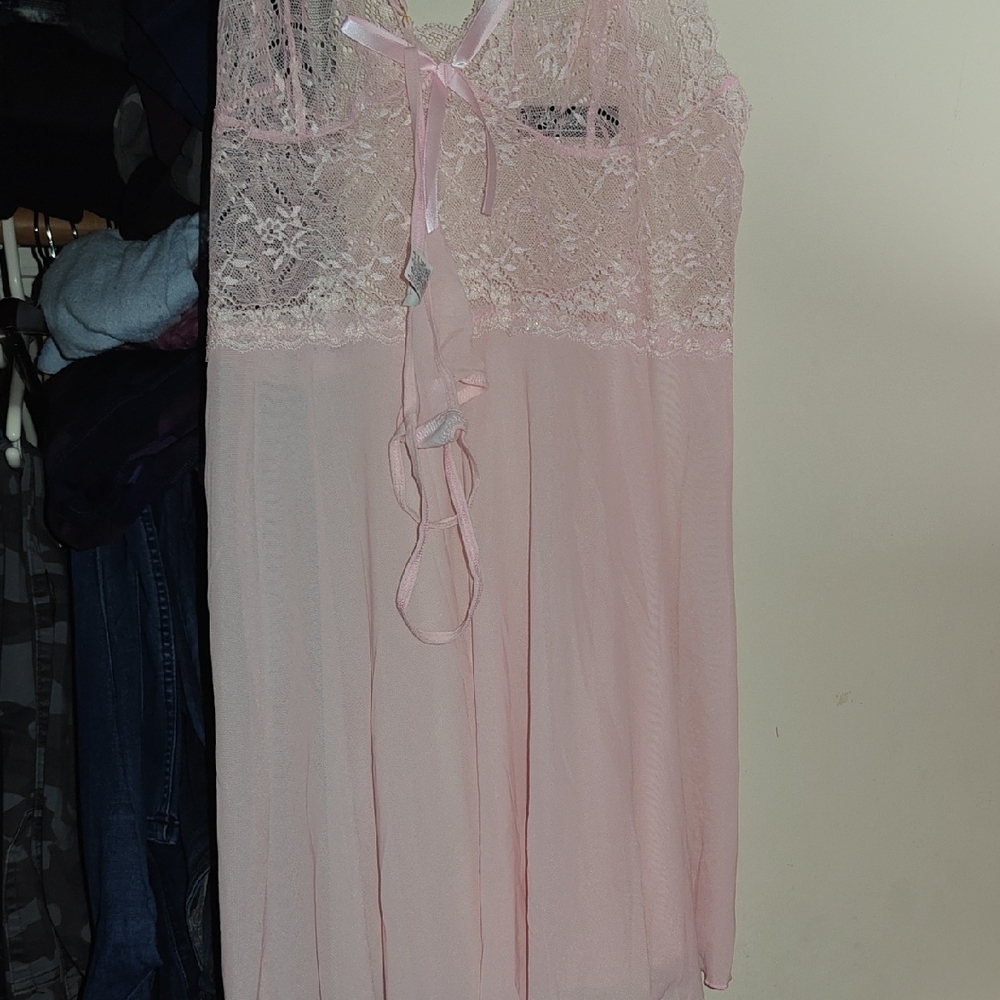 Elegant Pink Lace Nightgown